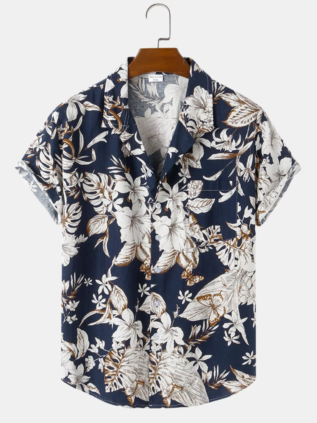 Herren Allover Blumendruck Casual Light Loose Kurzarmhemden günstig online kaufen