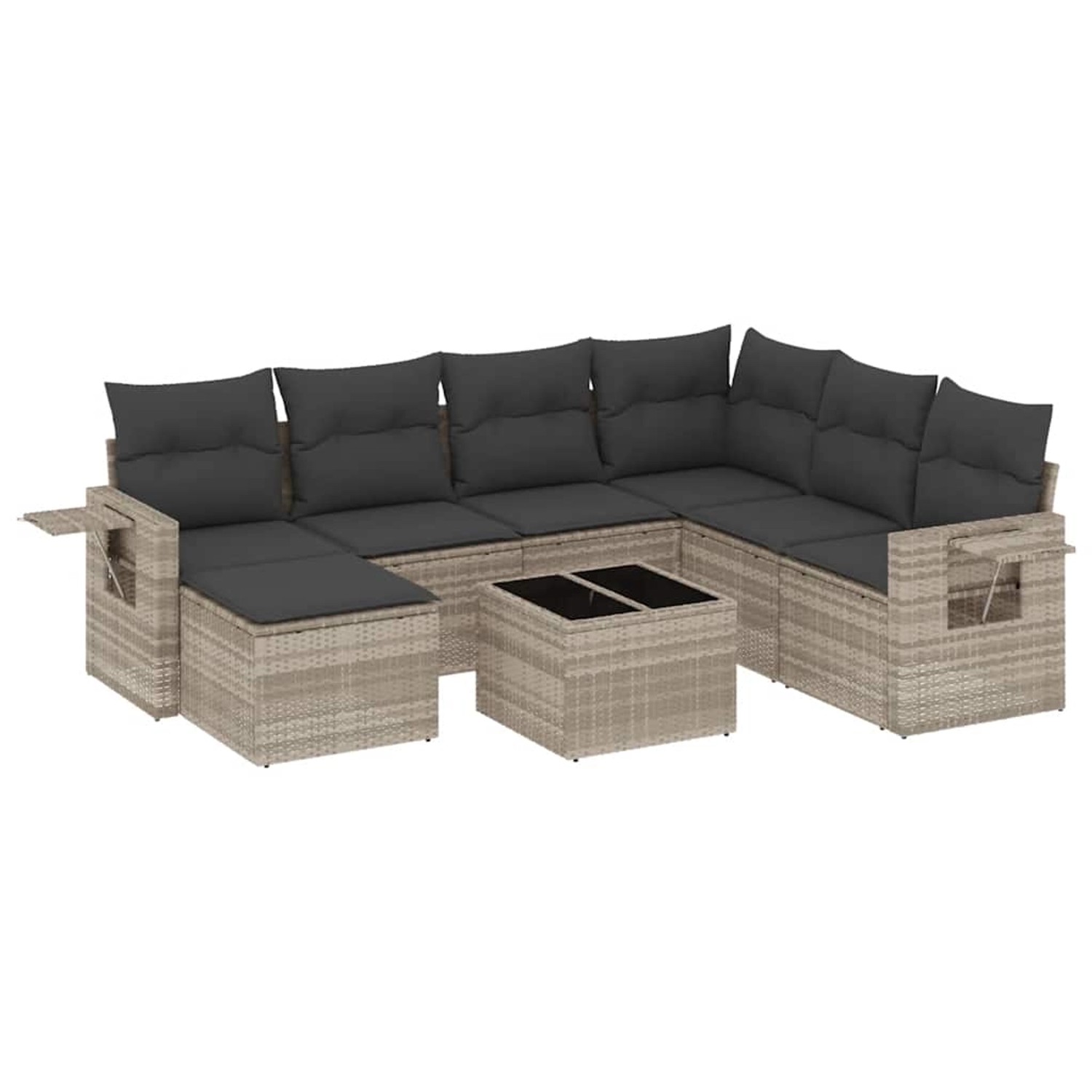 vidaXL 8-Tlg Garten-Sofagarnitur mit Kissen Hellgrau Poly Rattan 3220511 günstig online kaufen