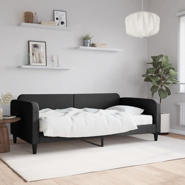 vidaXL Gästebett Gästebett Tagesbett mit Matratze Schwarz 100x200 cm Stoff günstig online kaufen