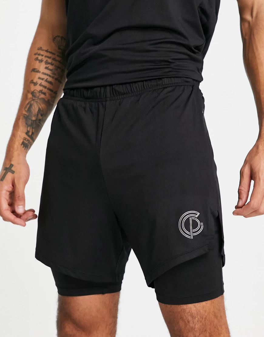 GymPro Apparel – Performance – 2-in-1-Sportshorts in Schwarz, Kombiteil günstig online kaufen