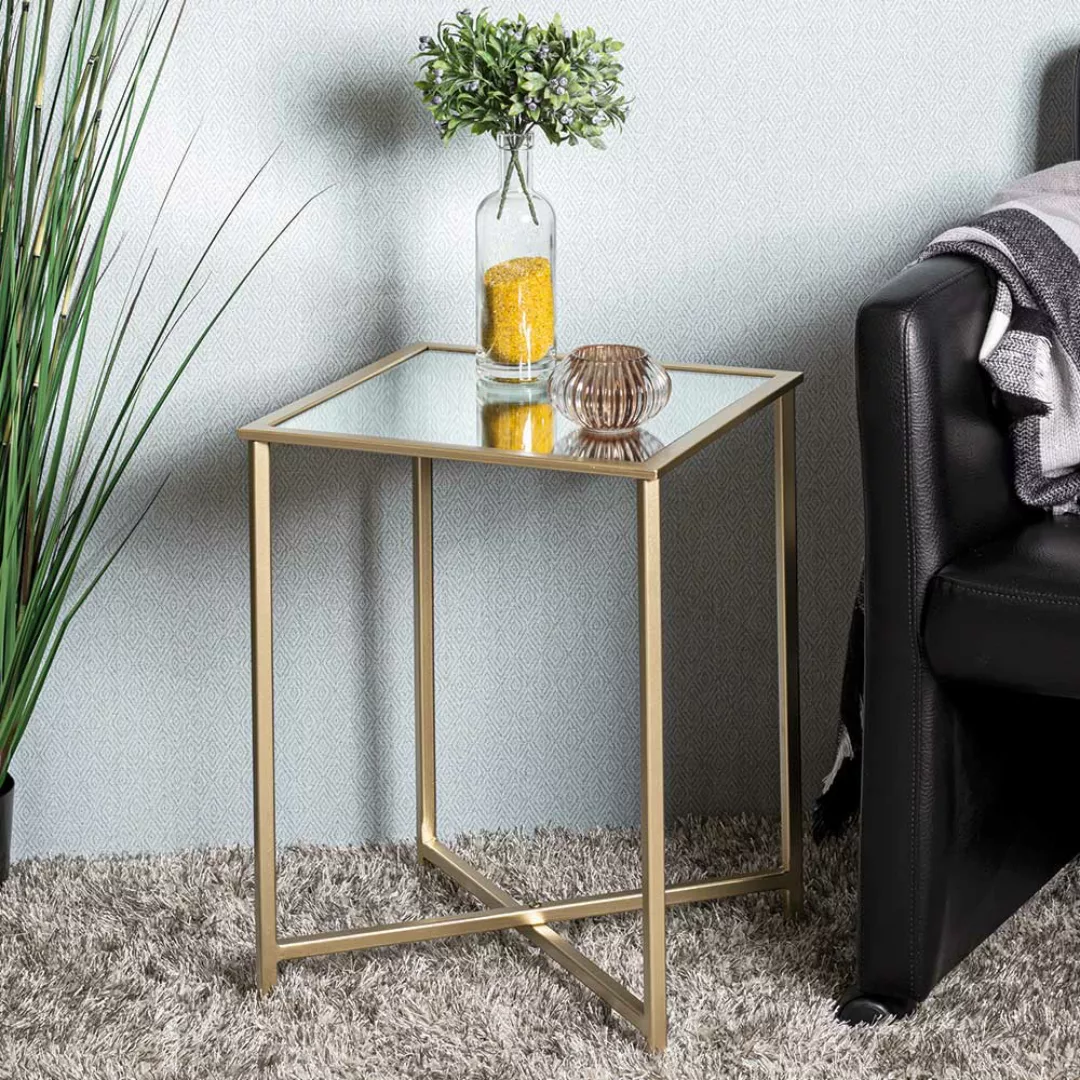 Coffee Table in Goldfarben Spiegelglas Platte günstig online kaufen