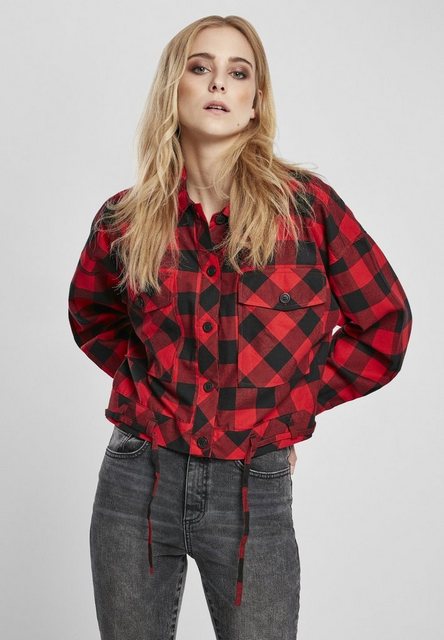 URBAN CLASSICS Langarmhemd Damen Ladies Short Oversized Check Shirt (1-tlg) günstig online kaufen