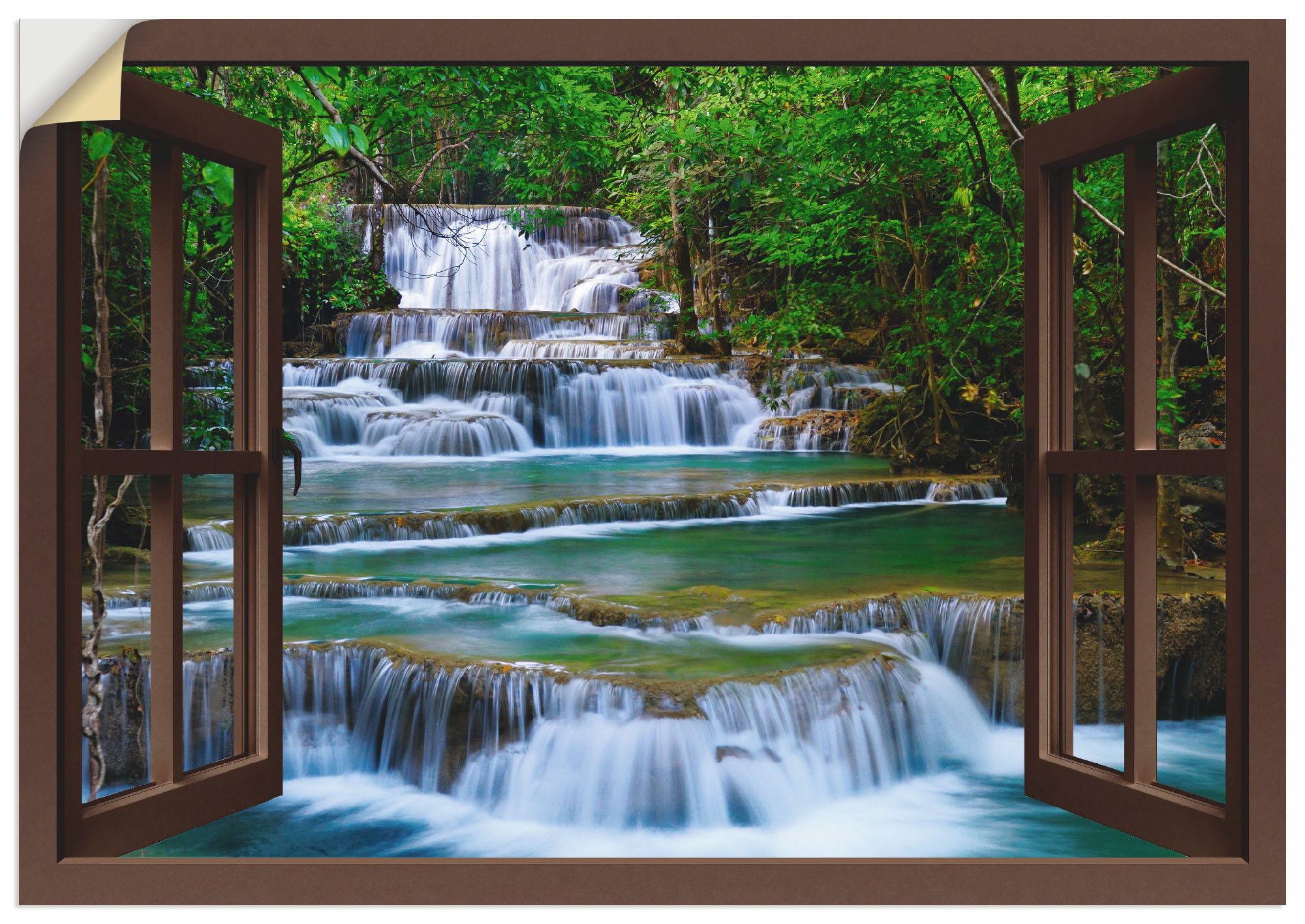 Artland Wandbild »Fensterblick Wasserfall in Kanchanaburi«, Fensterblick, ( günstig online kaufen