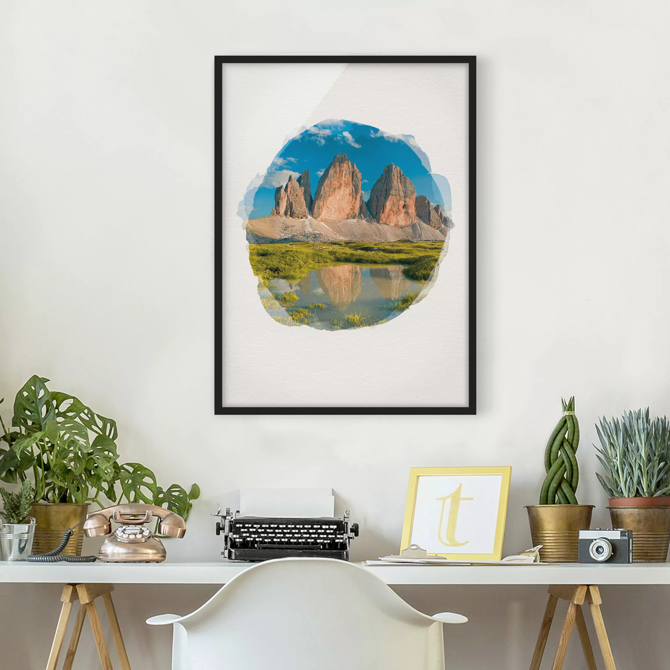 Bild mit Rahmen Natur & Landschaft - Hochformat Wasserfarben - Südtiroler Z günstig online kaufen