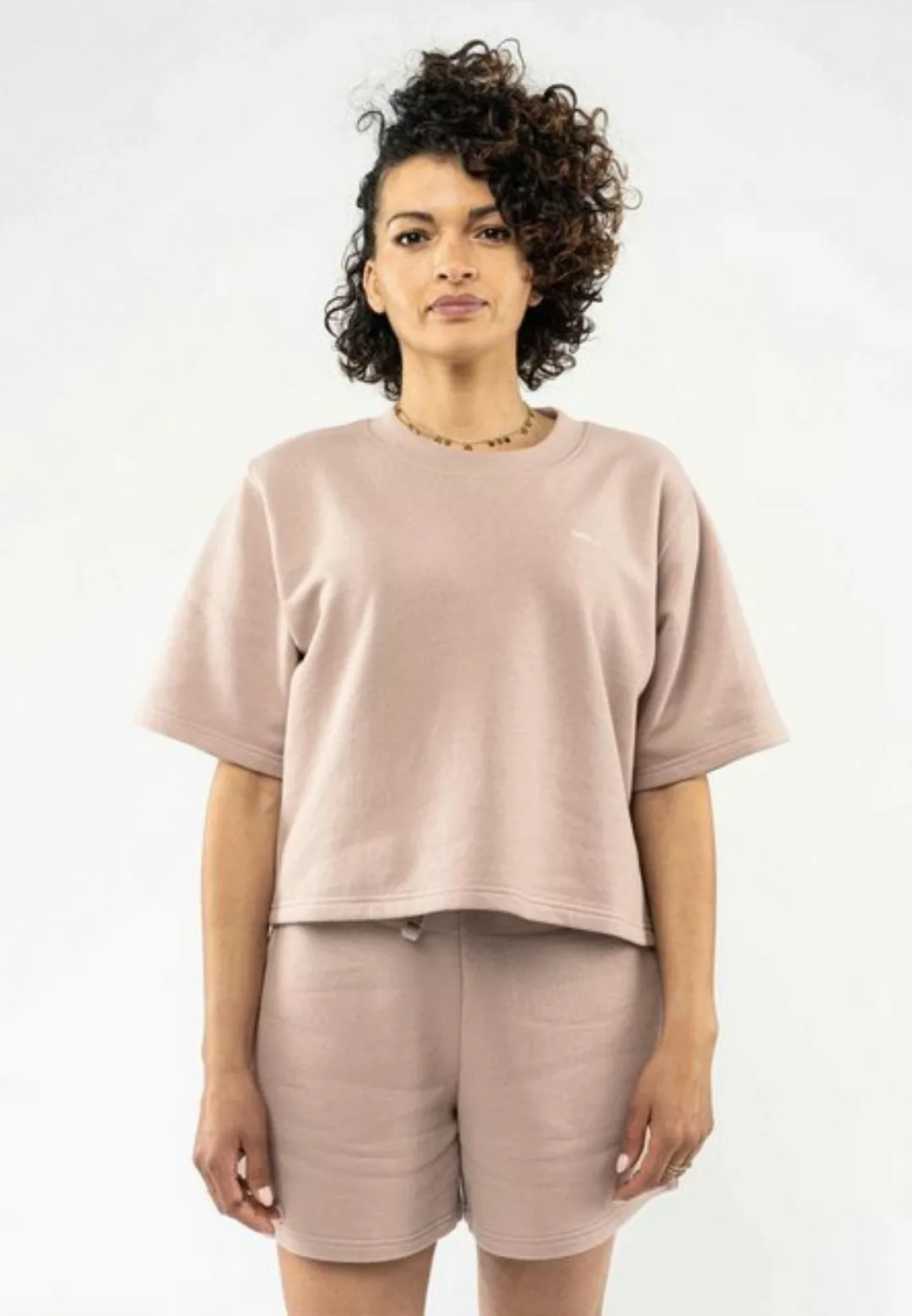 MELA Sweatshirt French Terry Cropped T-Shirt DEEPALI Rippbündchen günstig online kaufen