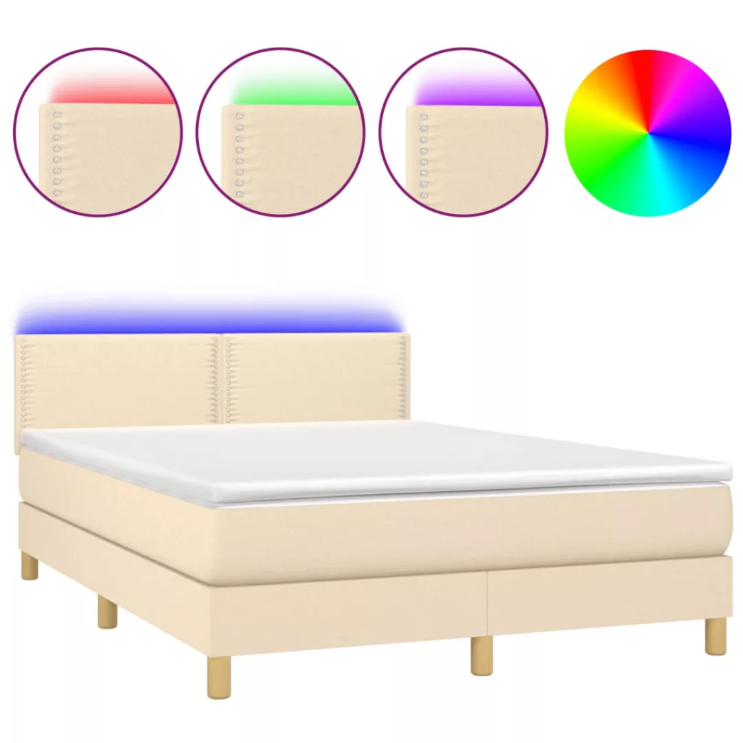 Vidaxl Boxspringbett Mit Matratze & Led Creme 140x200 Cm Stoff günstig online kaufen