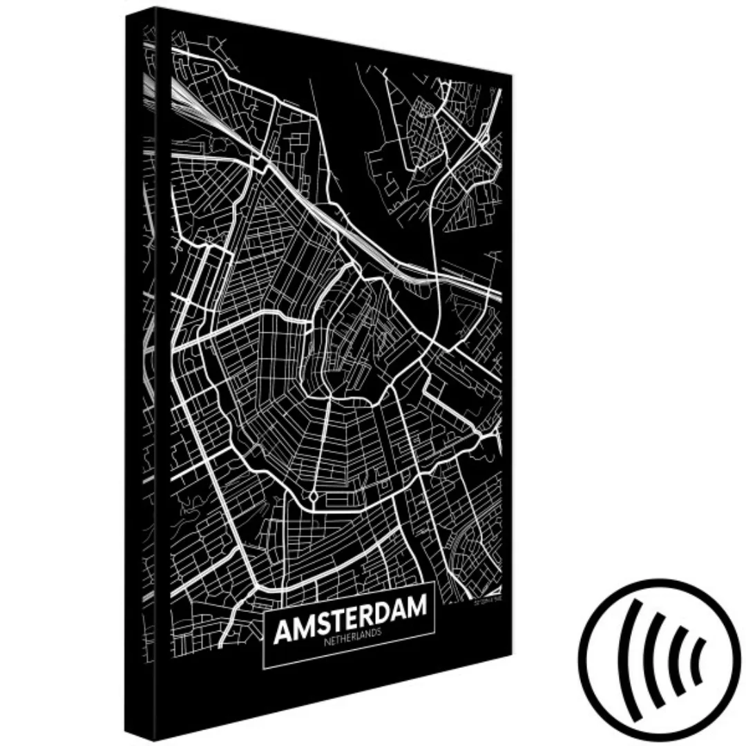 Bild auf Leinwand Amsterdam - Stadtkarte der niederländischen Hauptstadt im günstig online kaufen