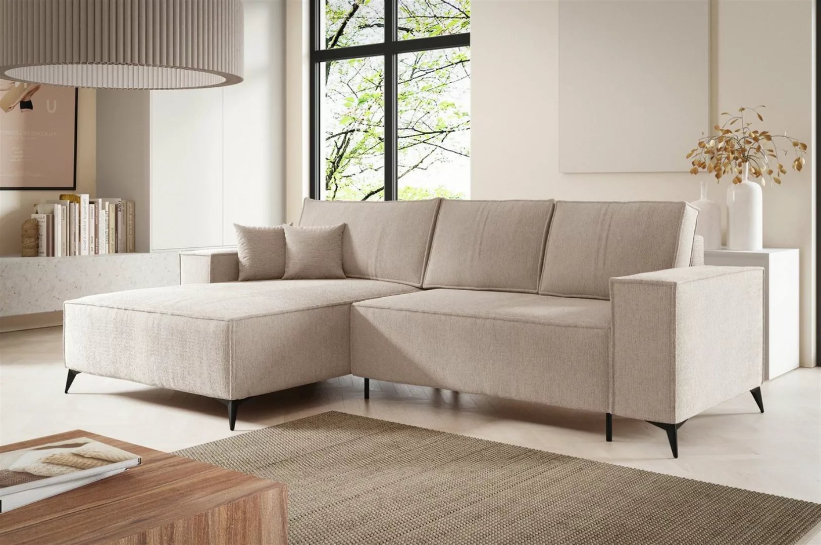 Fun Möbel Ecksofa Schlafsofa Sofa FIORE in Stoff Aragon, Ottomane Links ode günstig online kaufen