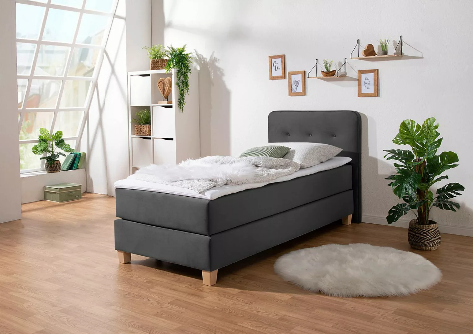 Home affaire Boxspringbett "Fargo", inkl. Topper, in 3 Matratzenarten, in S günstig online kaufen