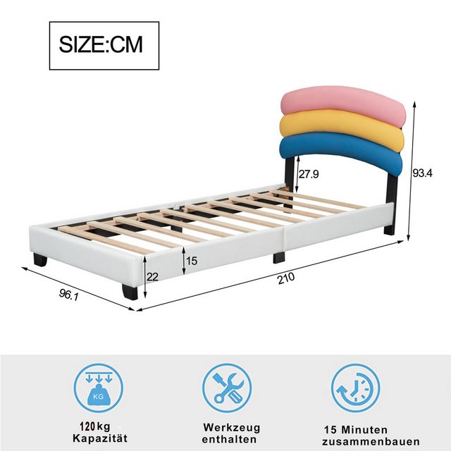 IDEASY Polsterbett Polsterbett, regenbogenfarbenes gepolstertes Kopfteil, L günstig online kaufen