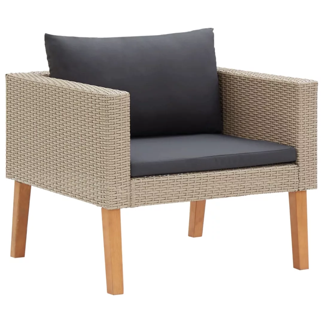 1-sitzer-gartensofa Mit Auflagen Poly Rattan Beige günstig online kaufen