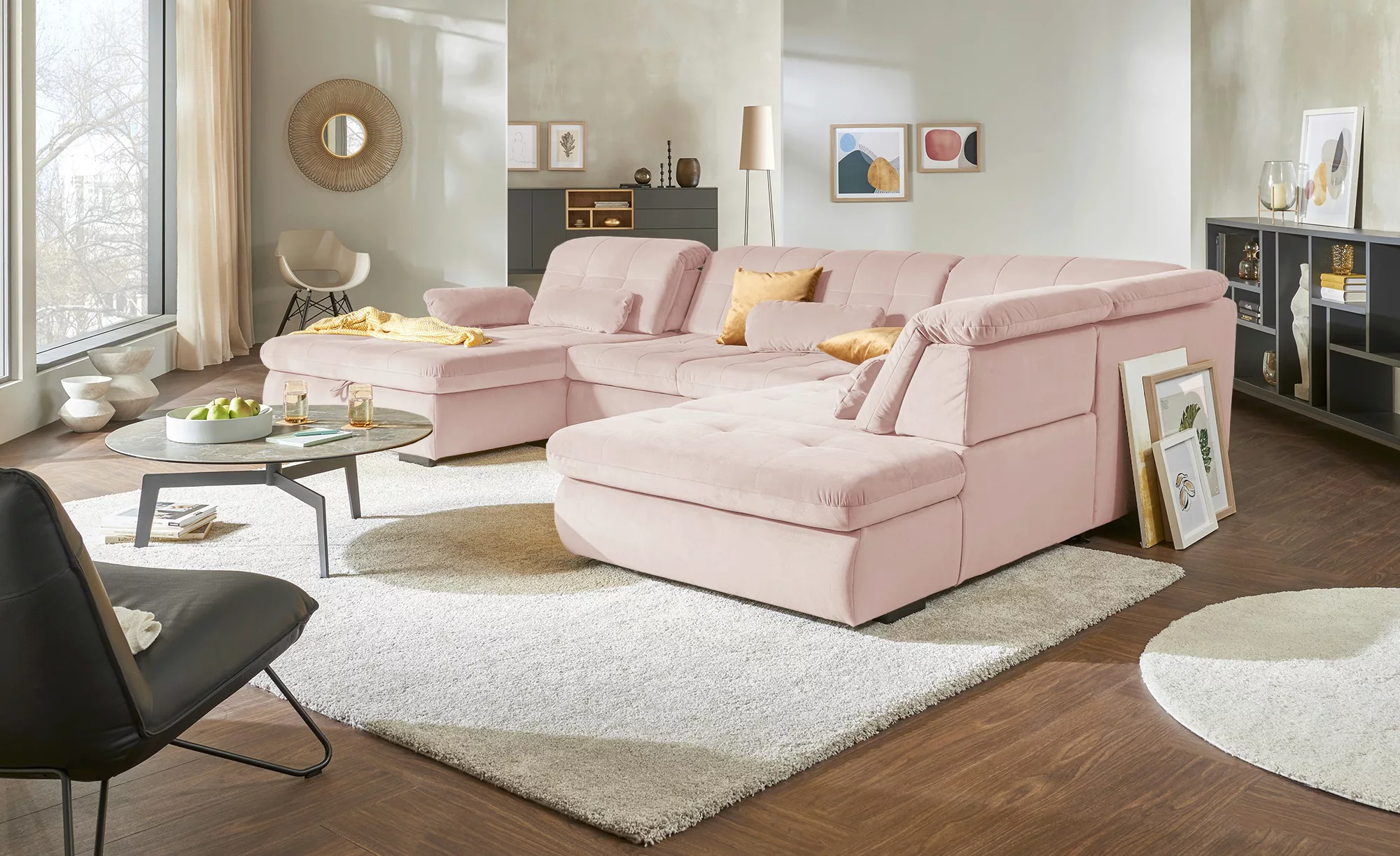 Lounge Collection Wohnlandschaft  Spencer ¦ rosa/pink ¦ Maße (cm): B: 382 H günstig online kaufen