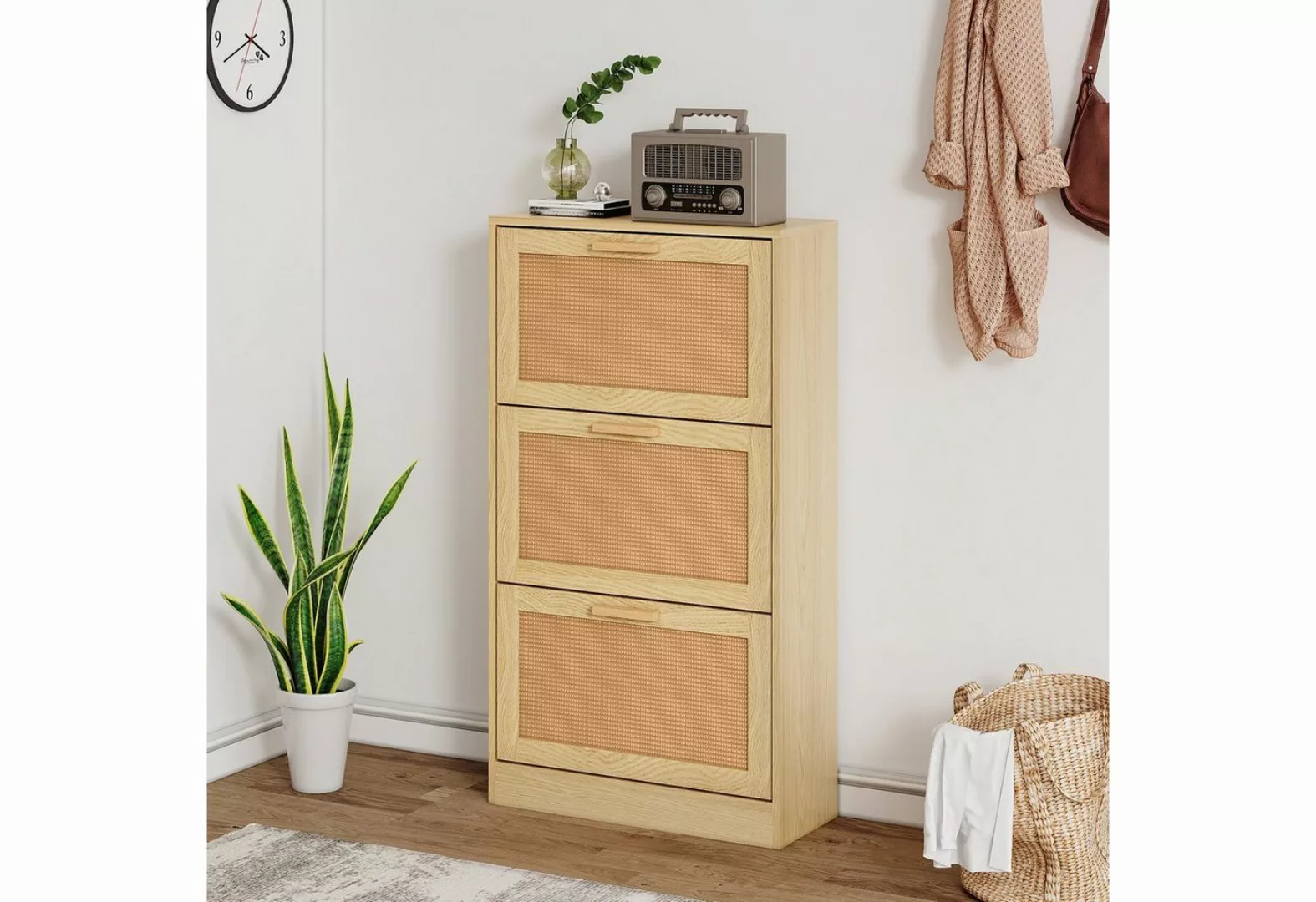 REDOM Schuhschrank Sideboard (Holzwerkstoff, aus natürlichem Rattan) Schuhk günstig online kaufen