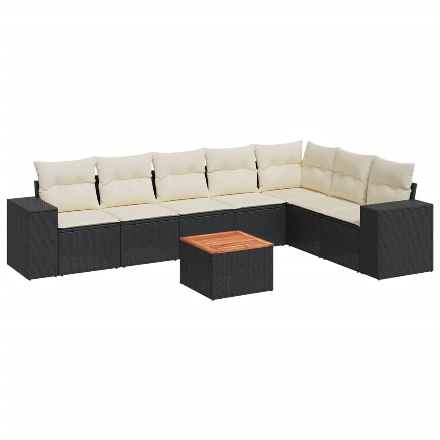 vidaXL 8-Tlg Garten-Sofagarnitur mit Kissen Schwarz Poly Rattan 3257806 günstig online kaufen