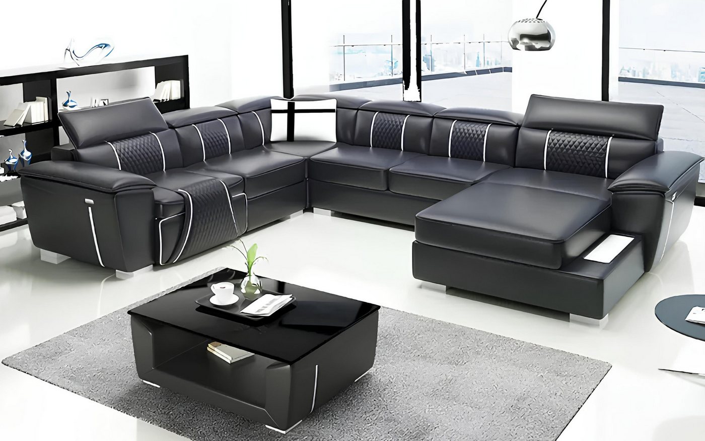 Xlmoebel Ecksofa Moderne Eckcouch mit Couchtisch als 2-teilige Wohnlandscha günstig online kaufen