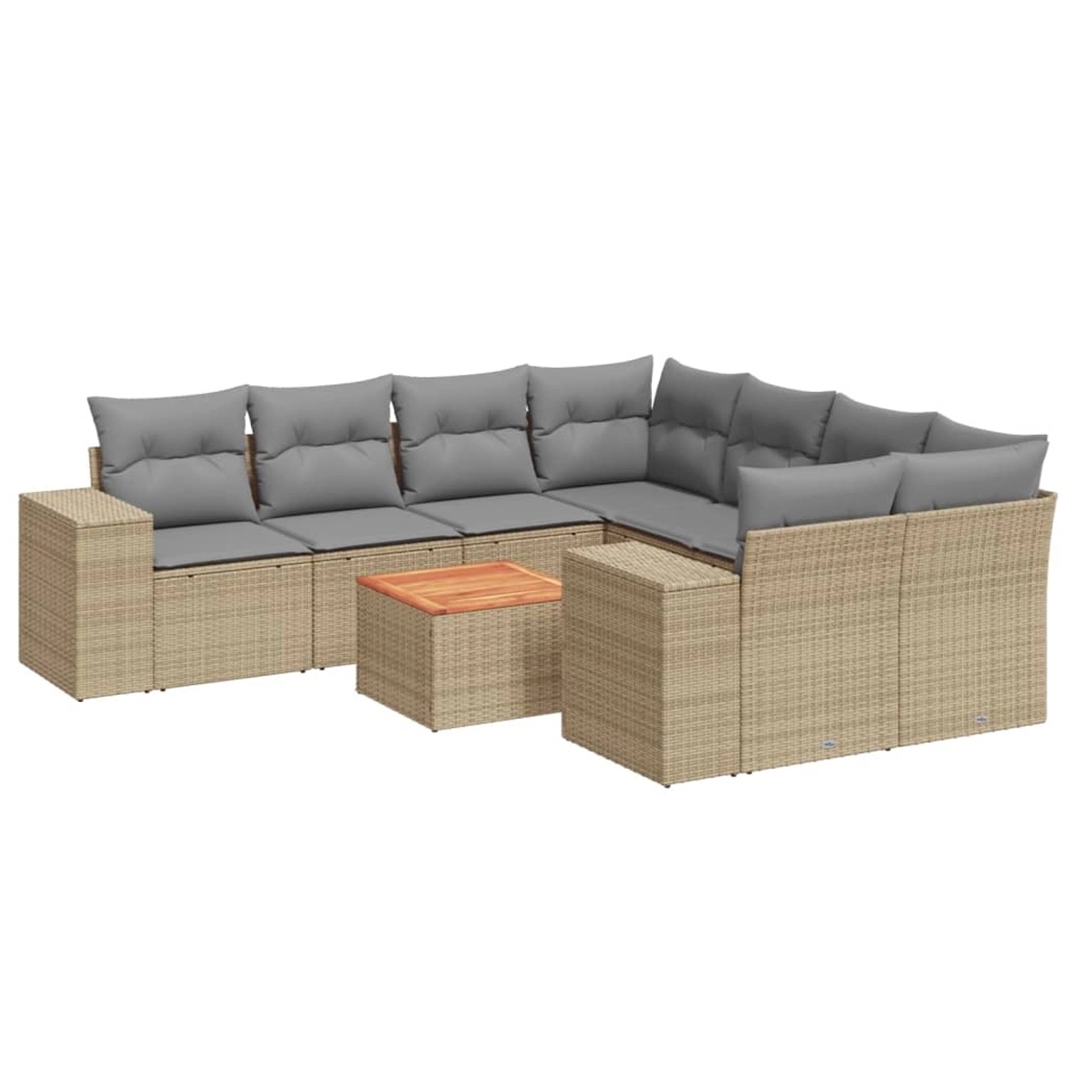 vidaXL 9-Tlg Garten-Sofagarnitur mit Kissen Beige Poly Rattan 3225373 günstig online kaufen