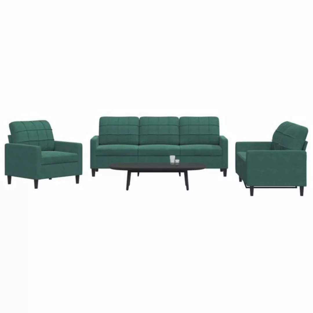 vidaXL Sofa Sofagarnitur mit Kissen Samt, Standard, Grün günstig online kaufen