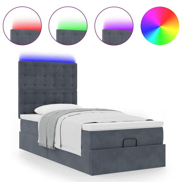 vidaXL Bett Ottoman-Bett mit Matratzen & LEDs Dunkelgrau 90x190 cm Samt günstig online kaufen