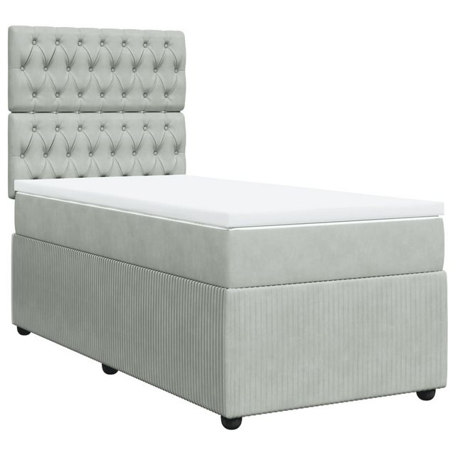 vidaXL Bett Boxspringbett mit Matratze Hellgrau 90x200 cm Samt günstig online kaufen