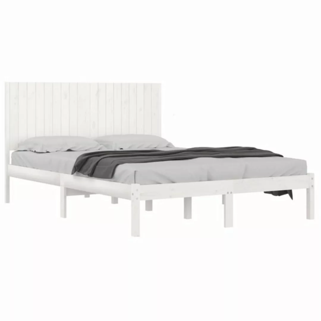 vidaXL Bettgestell Massivholzbett Weiß 180x200 cm 6FT Super King Size Bett günstig online kaufen