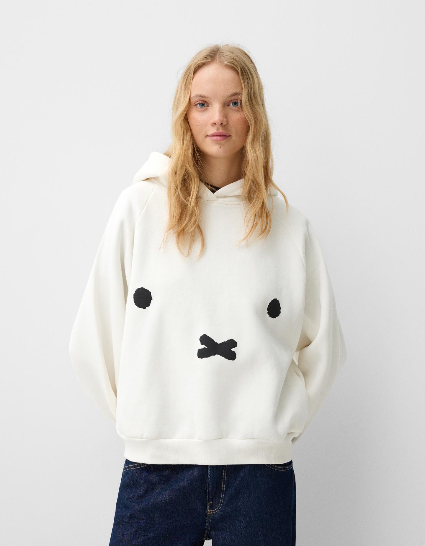 Bershka Hoodie Miffy Mit Kapuze Und Ohren Damen 10-12 Grbrochenes Weiss günstig online kaufen