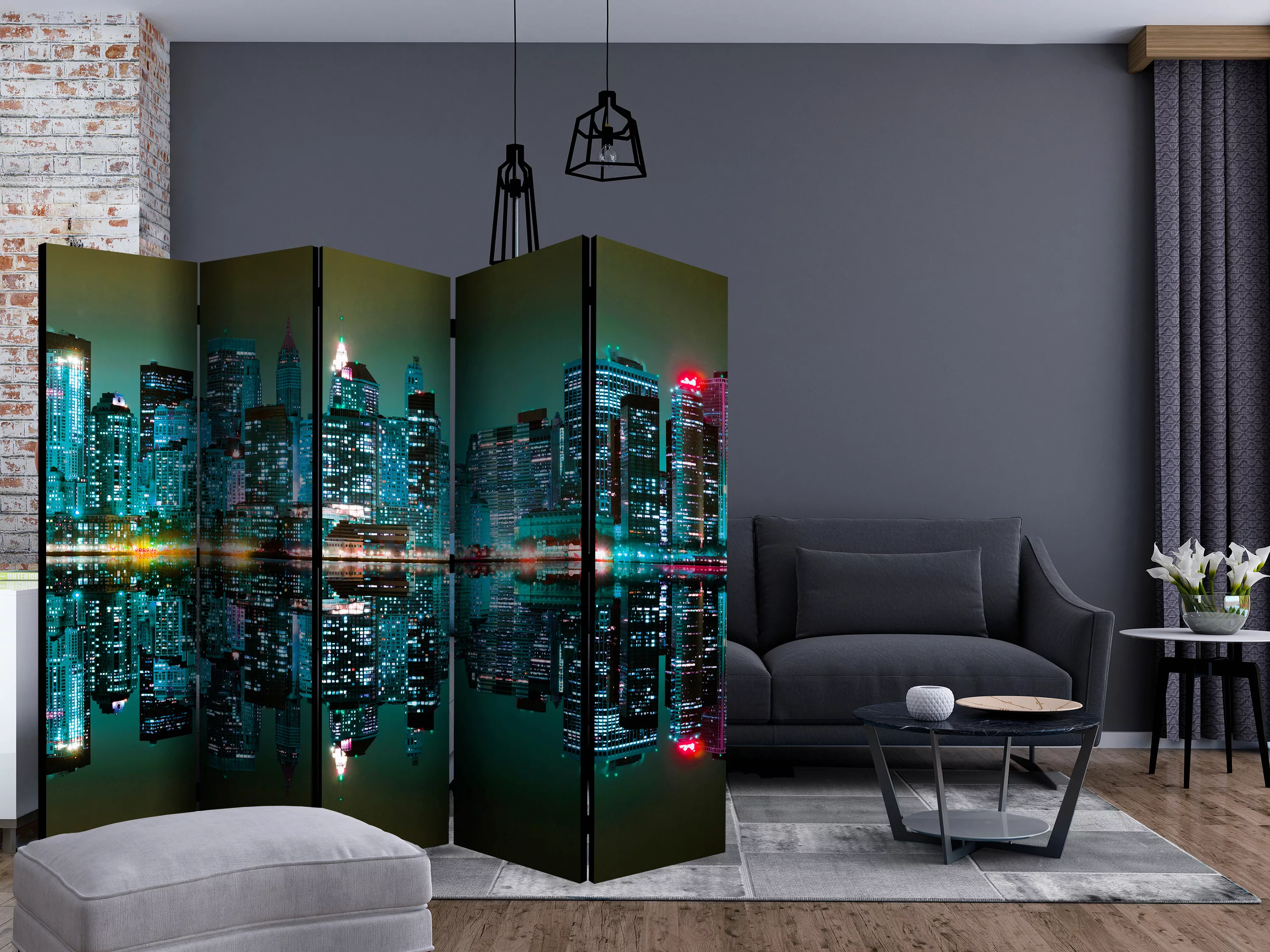 5-teiliges Paravent - Gold Reflections - Nyc Ii [room Dividers] günstig online kaufen