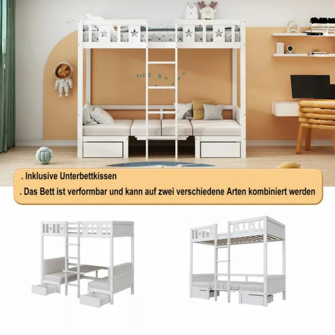 Odikalo Etagenbett Kinderbett 200*90 cm, Bett/Schreibtisch 2 in 1,selbst ge günstig online kaufen