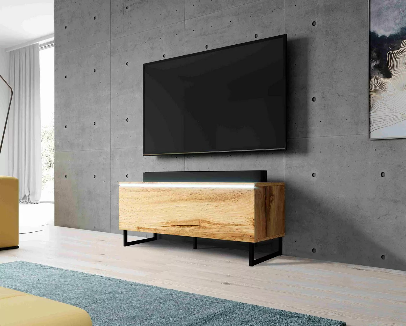 Furnix TV-Schrank BARGO 100 TV-Kommode ohne LED-Beleuchtung mit Stellfüßen günstig online kaufen