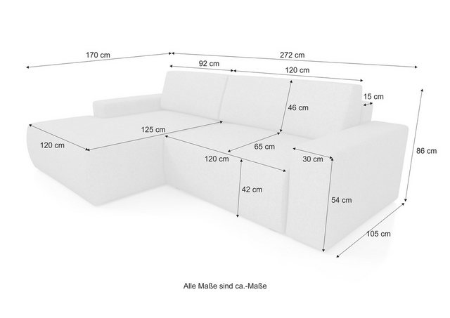 A&J MöbelLand GmbH Ecksofa TOTI mit Bettkasten und Schlaffunktion Bonel günstig online kaufen