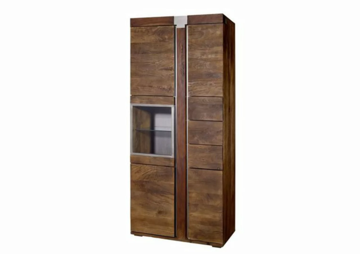 Massivmoebel24 Standvitrine (Vitrine Mango 90x45x204 braun lackiert Amsterd günstig online kaufen