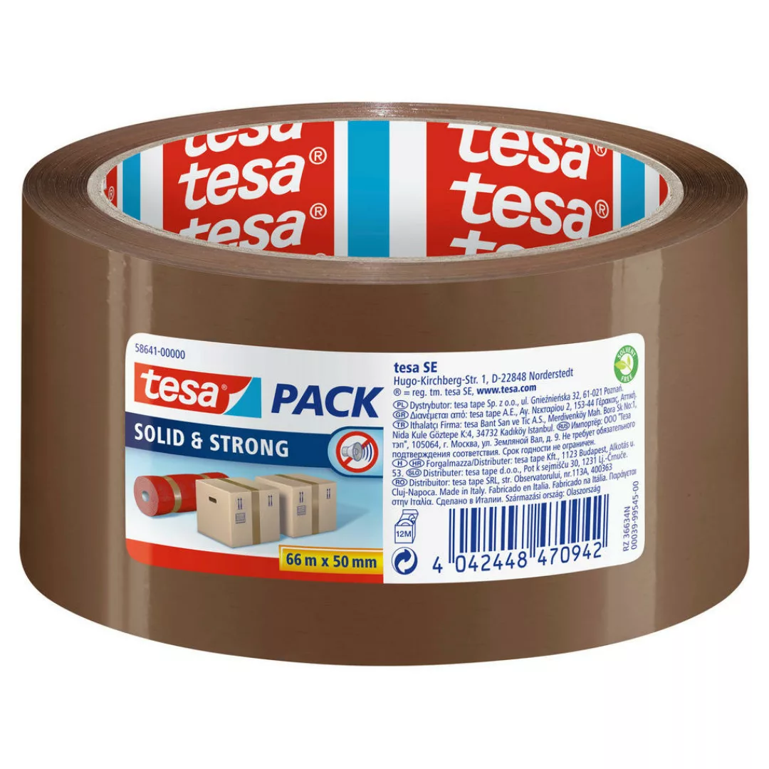 Tesa Pack Paketband Solid & Strong Braun 66 m x 5 cm günstig online kaufen