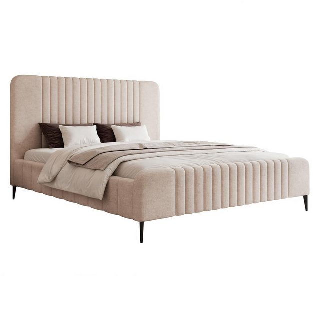 Compleo Polsterbett Design Bett mit hohen Kopfteil und Füßen, Glamour Bett günstig online kaufen