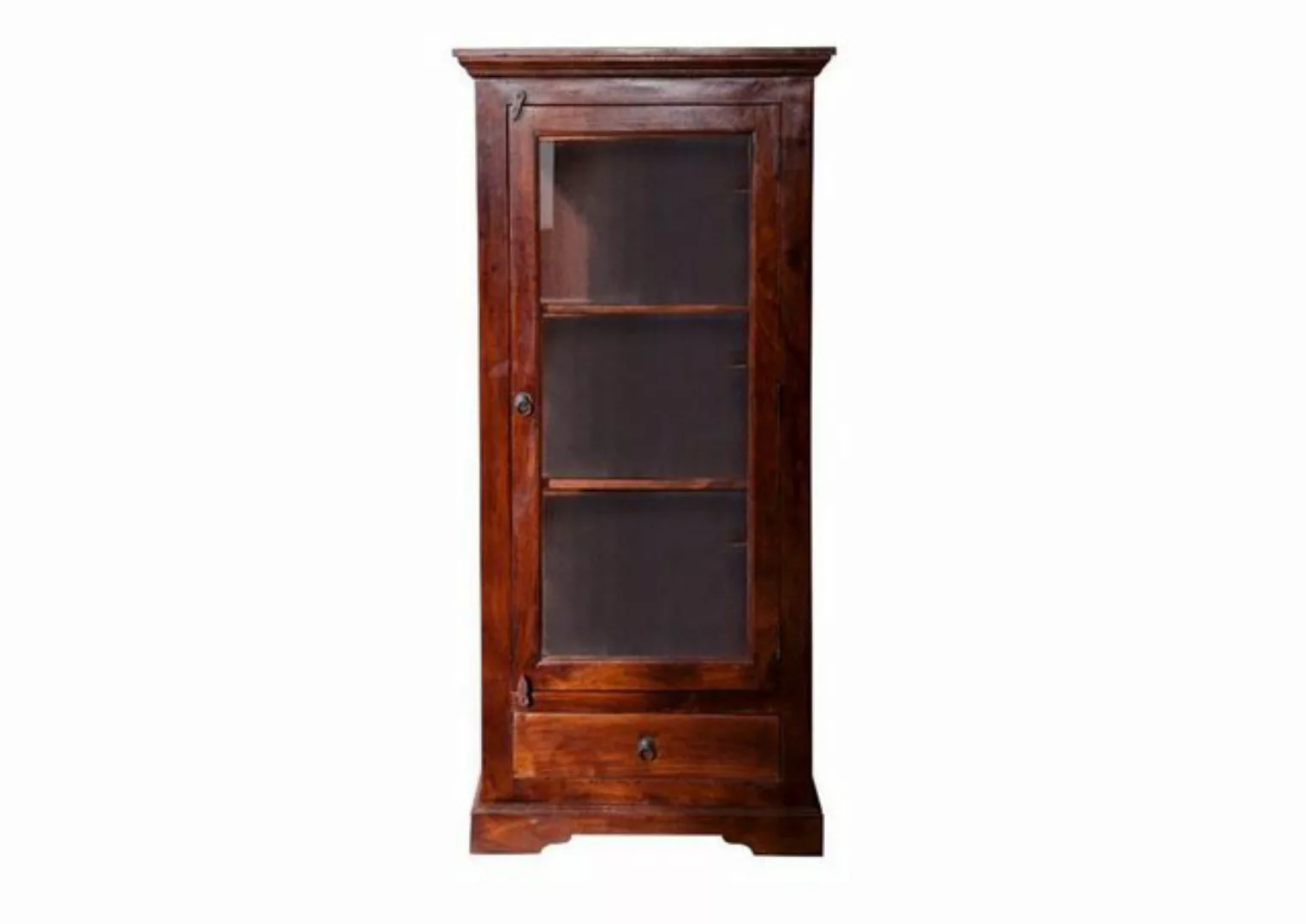 Massivmoebel24 Standvitrine Vitrine Akazie 72x40x155 nougat lackiert OXFORD günstig online kaufen