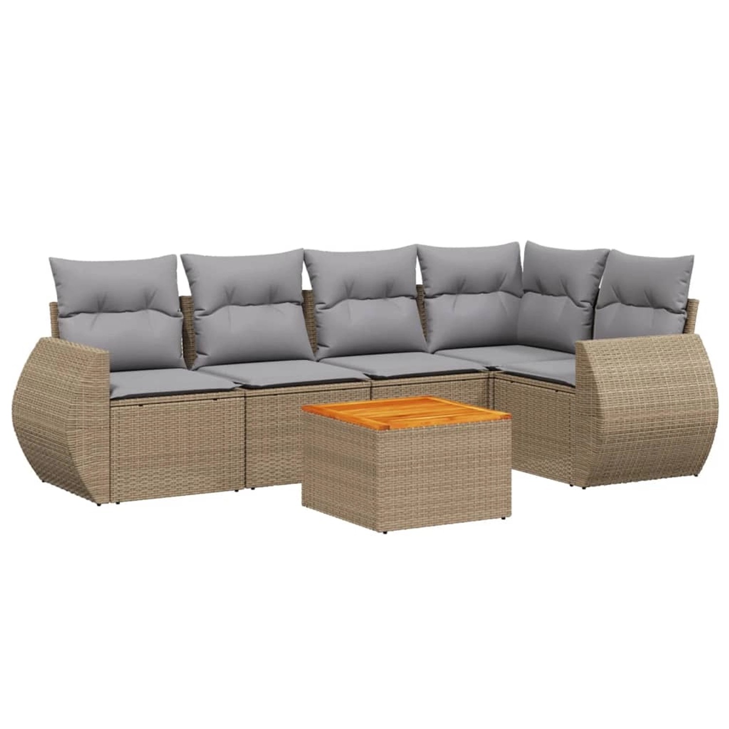 vidaXL 6-Tlg Garten-Sofagarnitur mit Kissen Beige Poly Rattan 3224995 günstig online kaufen