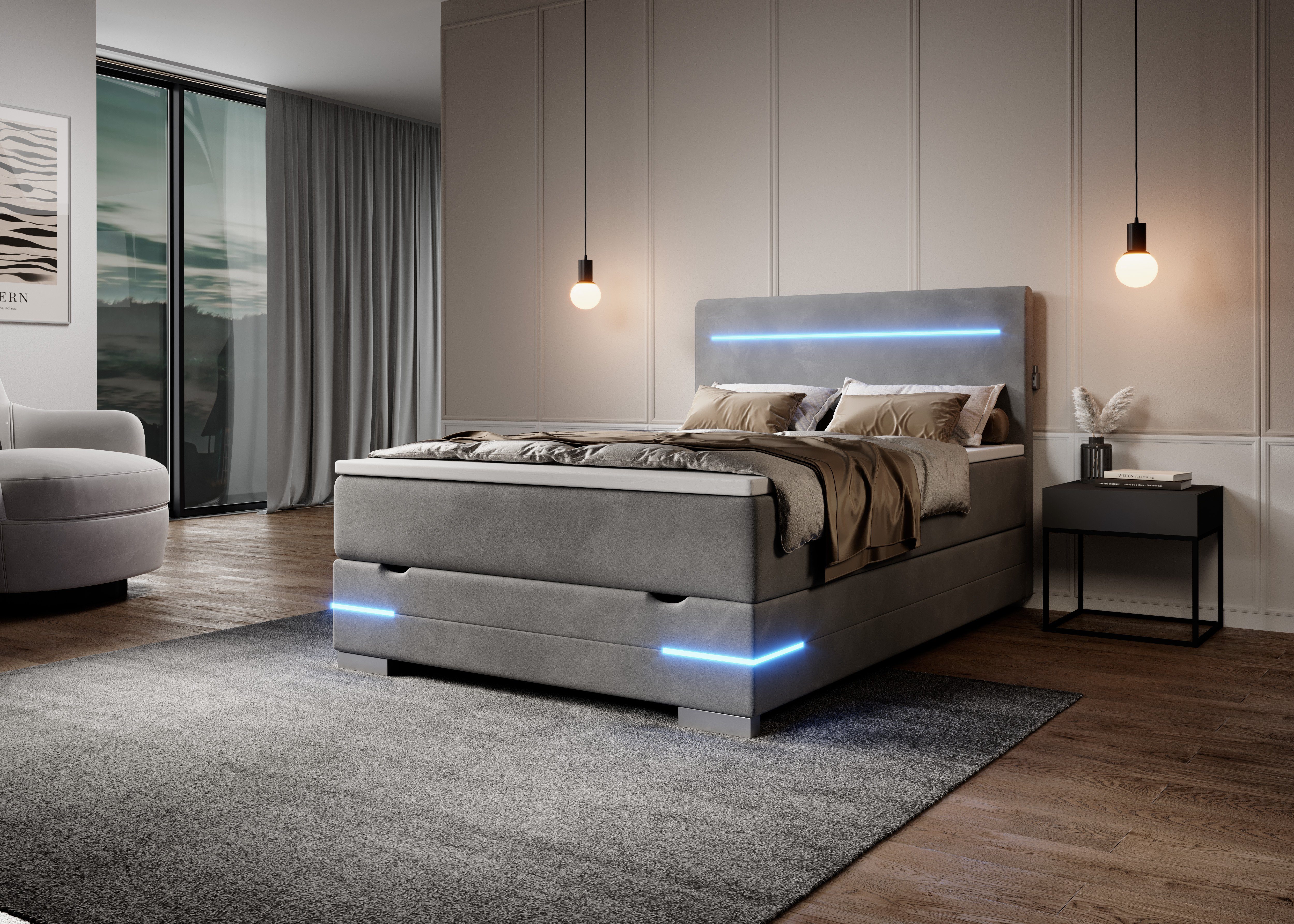 wonello Boxspringbett New York (Samtstoff), inkl. günstig online kaufen