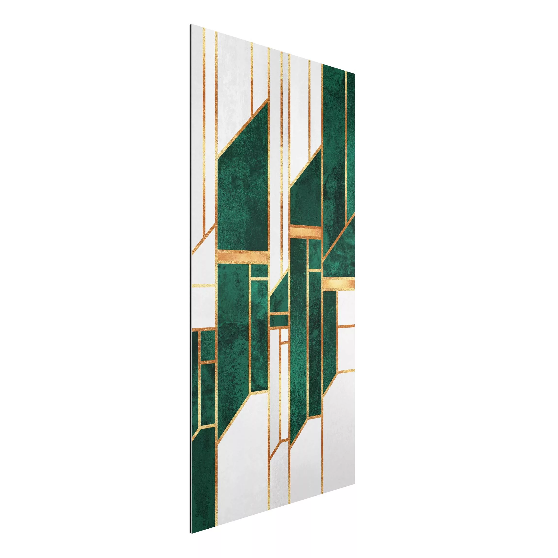 Alu-Dibond Bild Emerald und Gold Geometrie günstig online kaufen