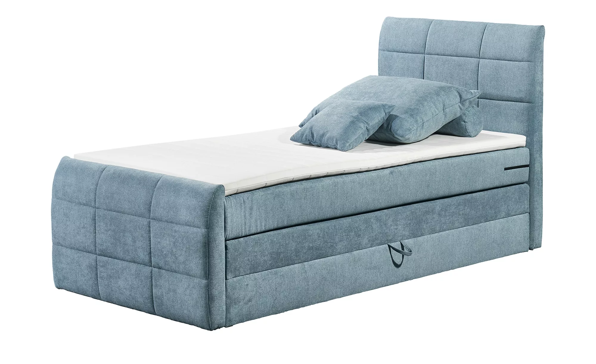 uno Boxspringbett mit Bettkasten - blau - 103 cm - 113 cm - Betten > Boxspr günstig online kaufen