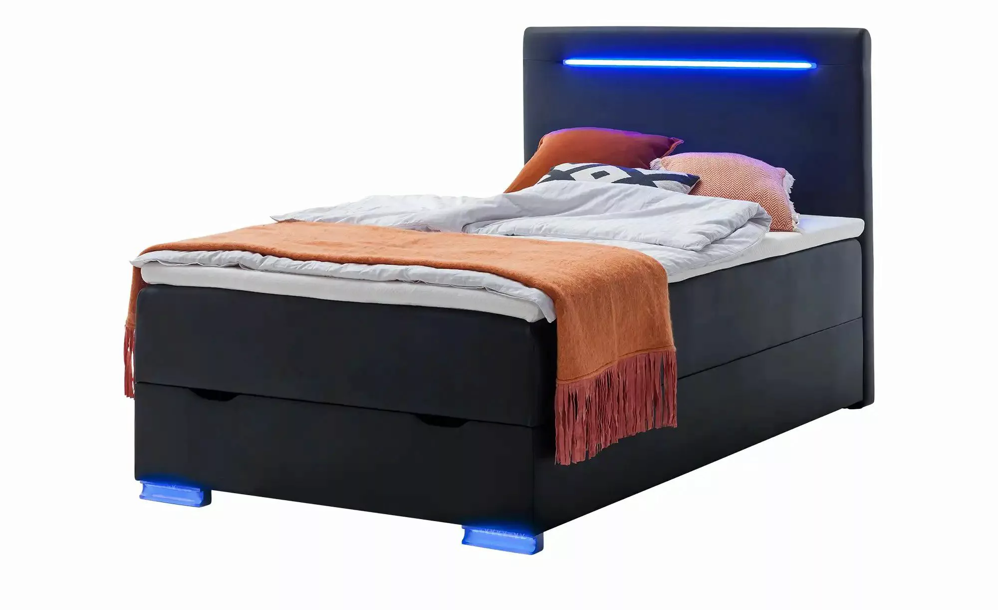 Boxspringbett mit LED-Beleuchtung Knight ¦ schwarz ¦ Maße (cm): B: 143 H: 1 günstig online kaufen