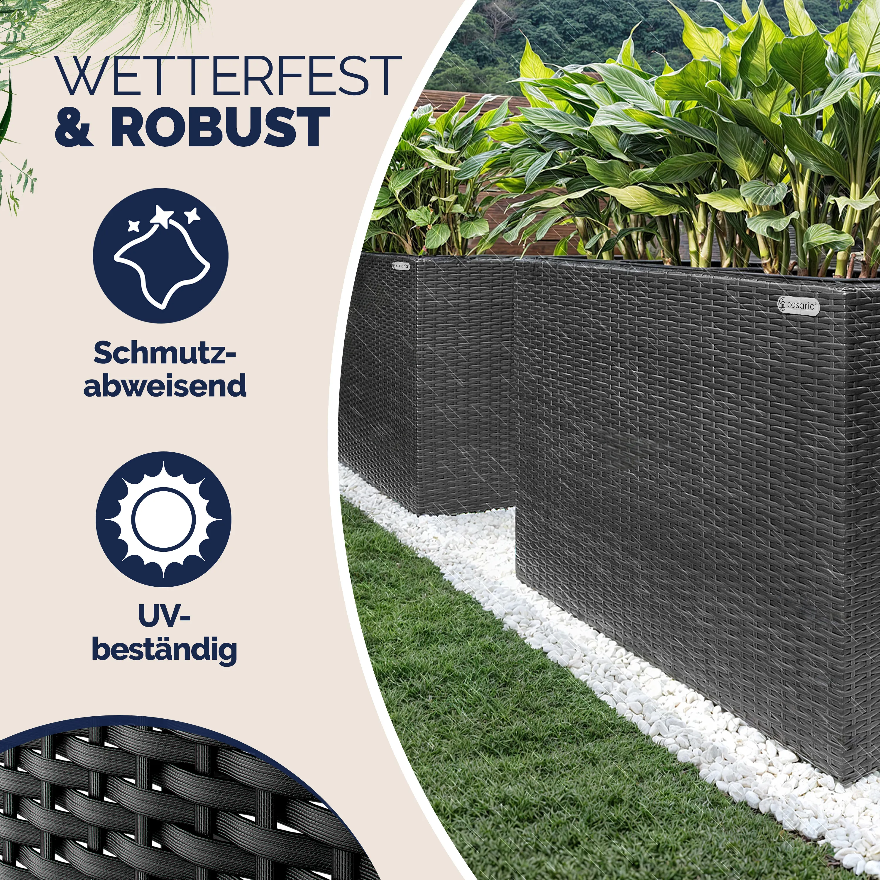 Polyrattan Blumentopf Schwarz 83x30,5x60cm günstig online kaufen