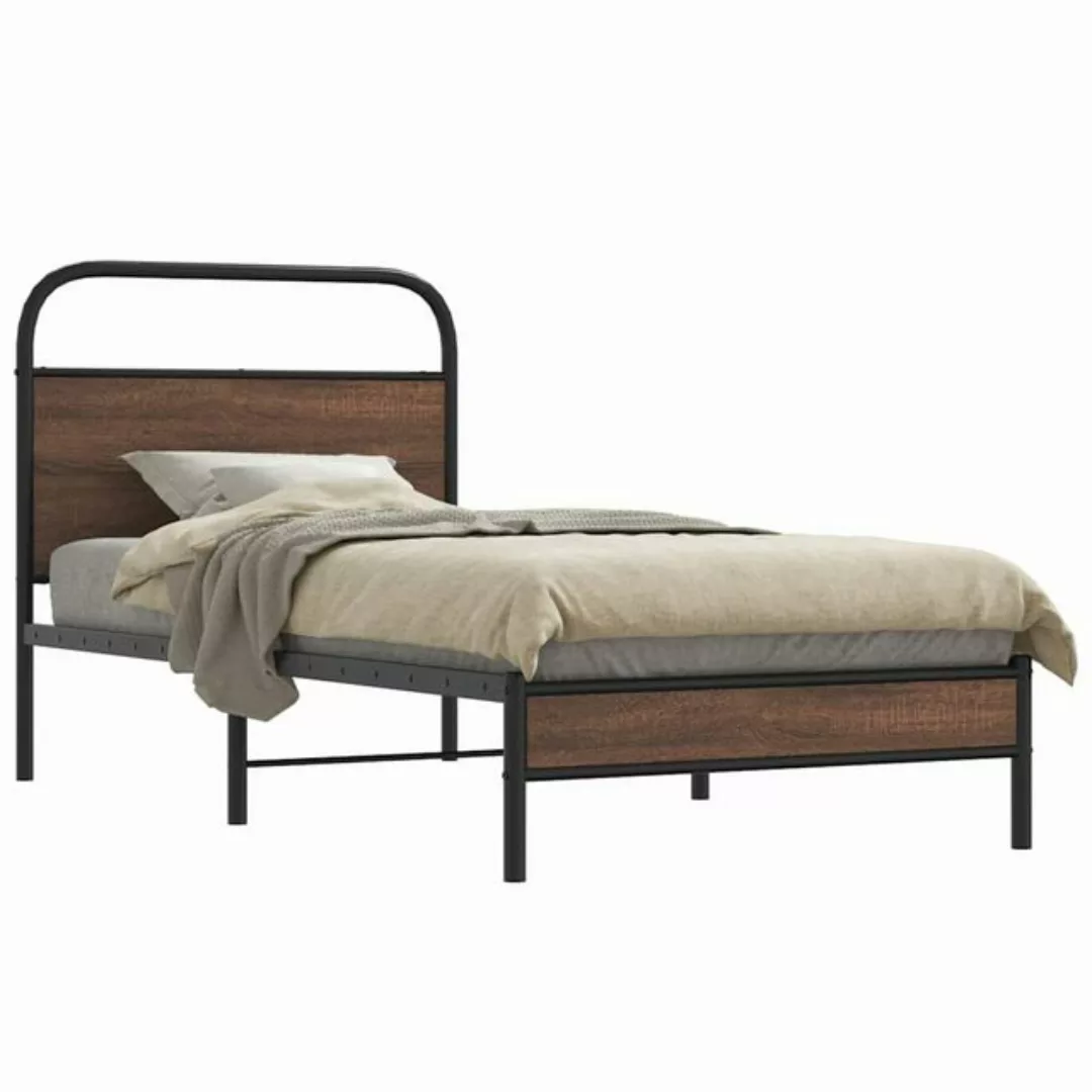 vidaXL Bett, Bettgestell ohne Matratze 100x190 cm Braun Eichen-Optik günstig online kaufen