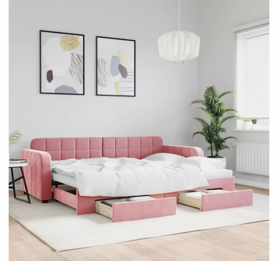 vidaXL Gästebett Gästebett Tagesbett Ausziehbar mit Schubladen Rosa 80x200 günstig online kaufen