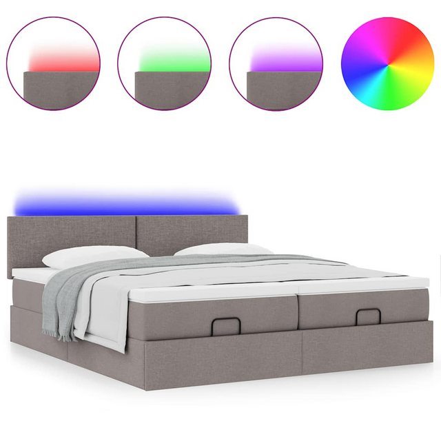 vidaXL Bett Ottoman-Bett mit Matratzen & LEDs Taupe 200x200 cm Stoff günstig online kaufen