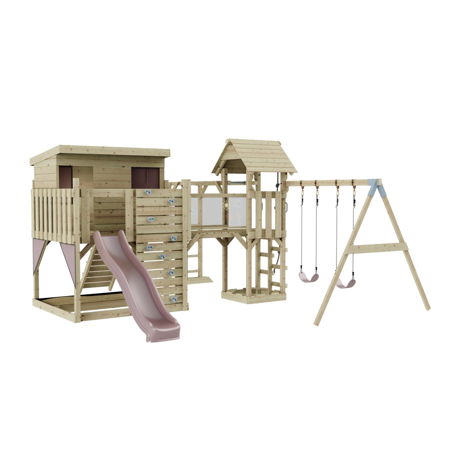 OutdoorToys Spielturm Johanna mit Kinderschaukel Altrosa günstig online kaufen