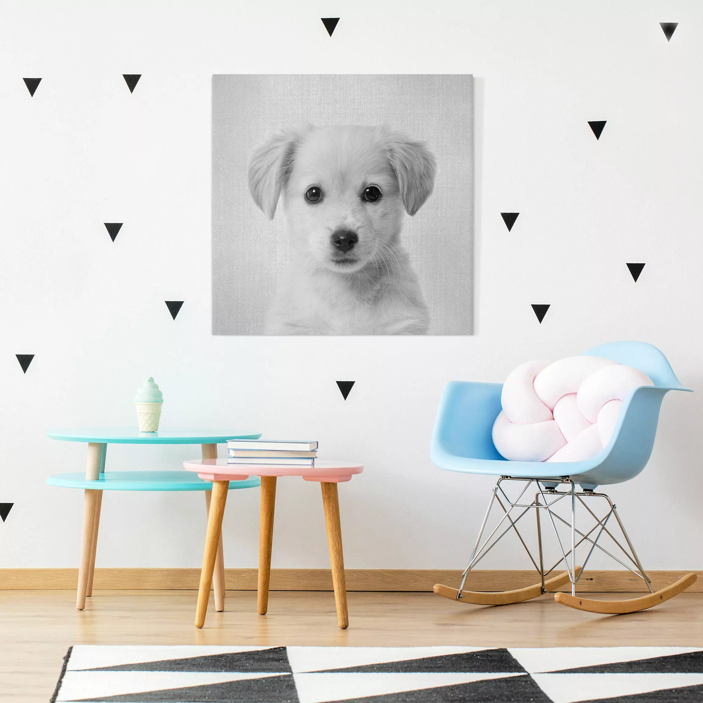 Leinwandbild Baby Golden Retriever Gizmo Schwarz Weiß günstig online kaufen