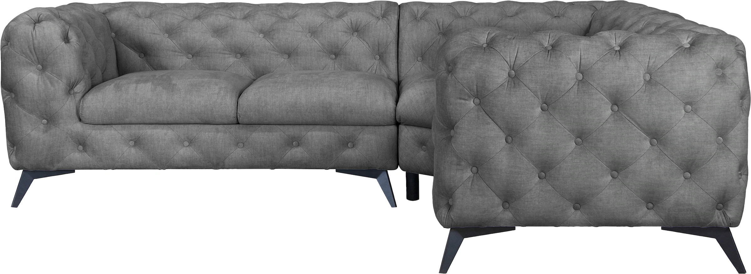 Leonique Chesterfield-Sofa "Ecksofa GLYNIS L-Form mit Wellenunterfederung, günstig online kaufen