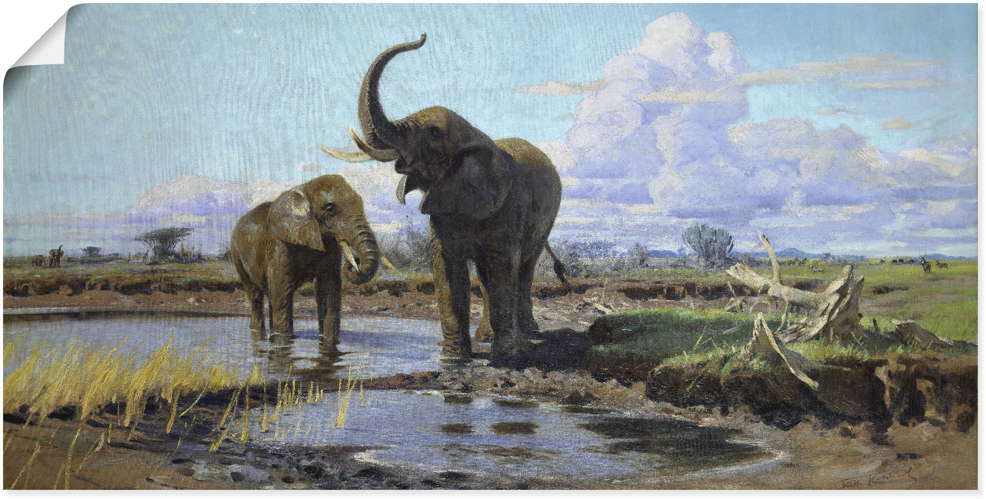 Artland Kunstdruck "Elefanten an der Wasserstelle.", Wildtiere, (1 St.), al günstig online kaufen