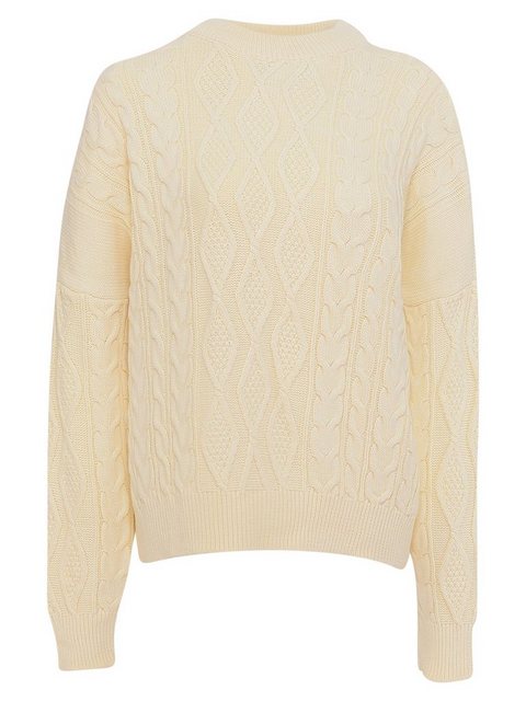 Freshlions Strickpullover Geflochtener Strickpullover 'LUIZA' Creme One Siz günstig online kaufen