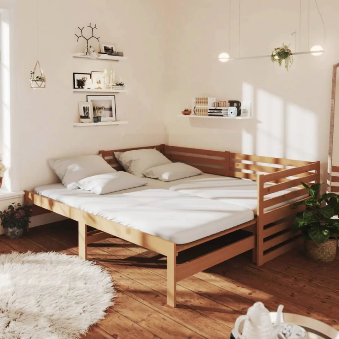 Tagesbett Ausziehbar Honigbraun Kiefer Massivholz 2x(90x200) Cm günstig online kaufen