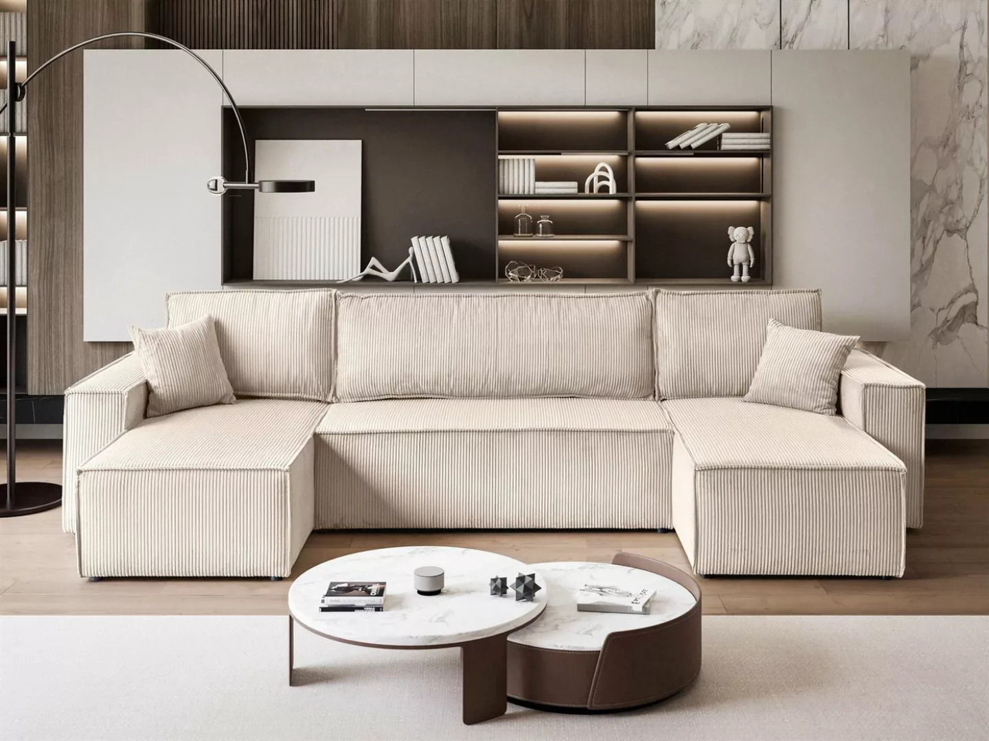 Lookway Wohnlandschaft CARLOS U CORD Gepolstertes Sofa in U-Form, Schlaffun günstig online kaufen