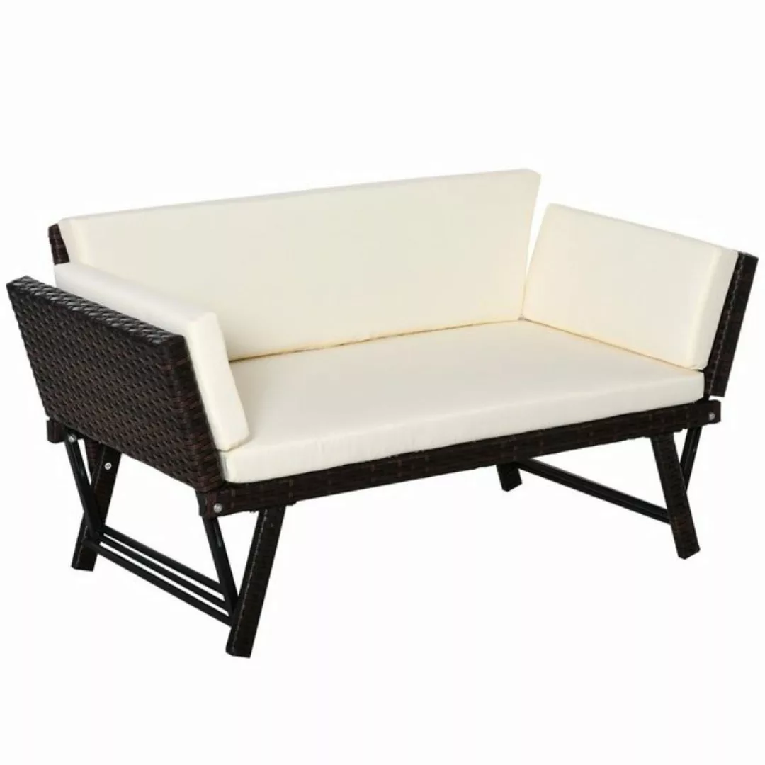 Outsunny Gartensofa braun Stahl B/H/L: ca. 66x67x129 cm günstig online kaufen